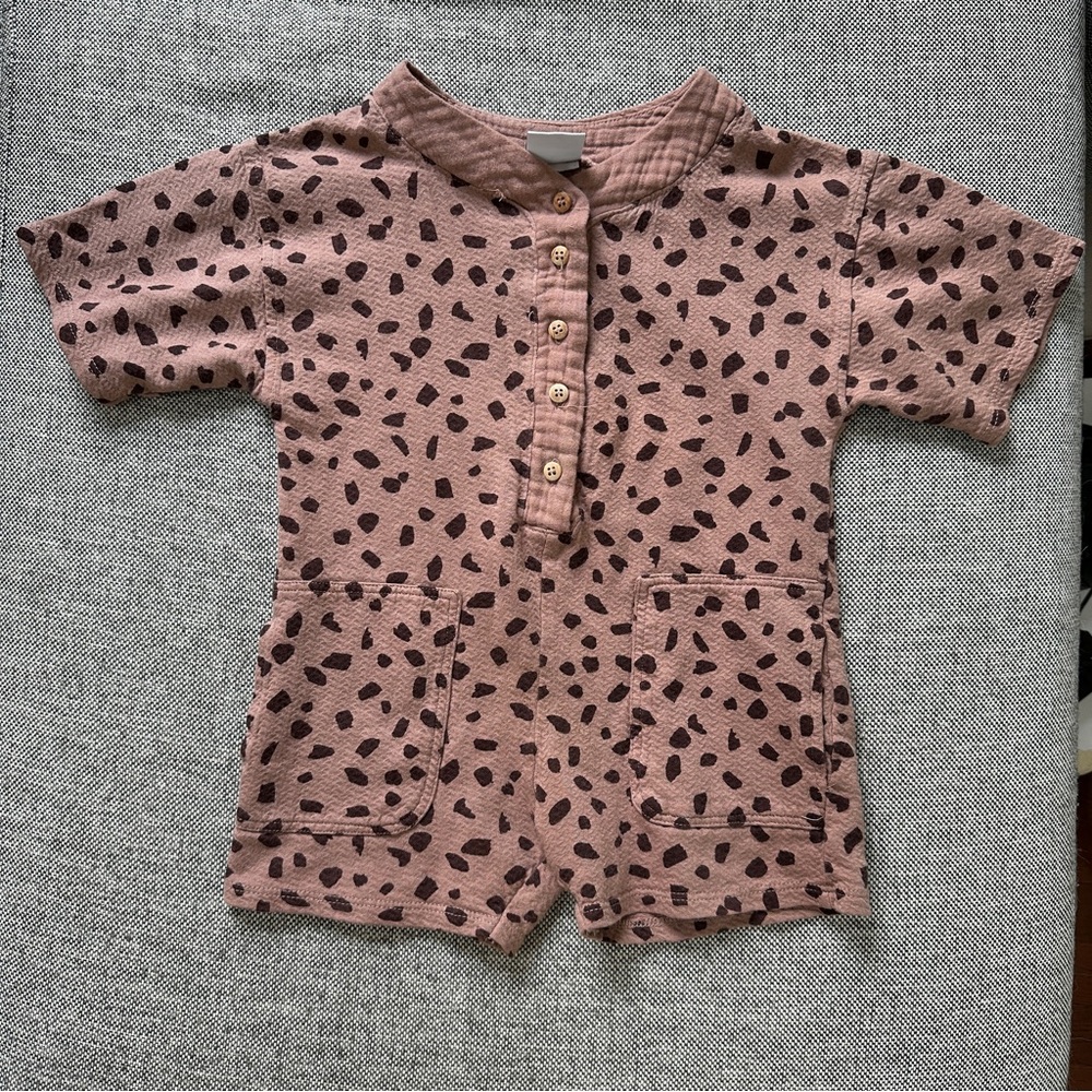 Zara Brown Patterned Button Up Romper
